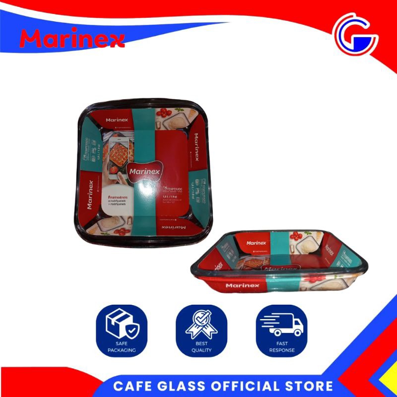 Loyang Kaca Besar 1.1L - Marinex / Wadah Saji Tahan Panas Dingin Bisa Masuk Oven Freezer / Bake&Serve Alat Baking Tebal