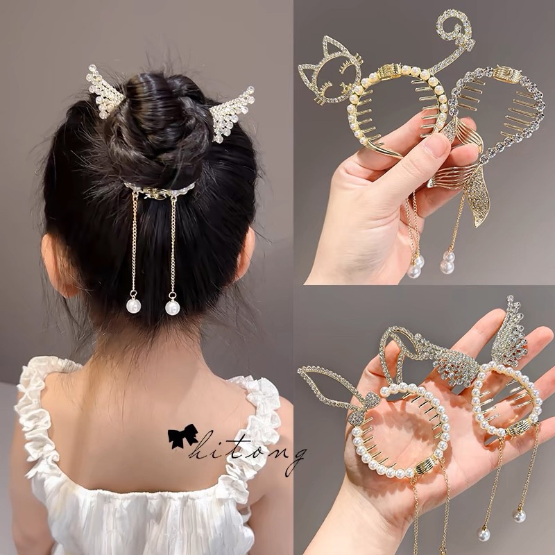 Jual COD⭐Jepit Sanggul Rambut Anak-anak Berlian Rumbai Ekor Ikan ...