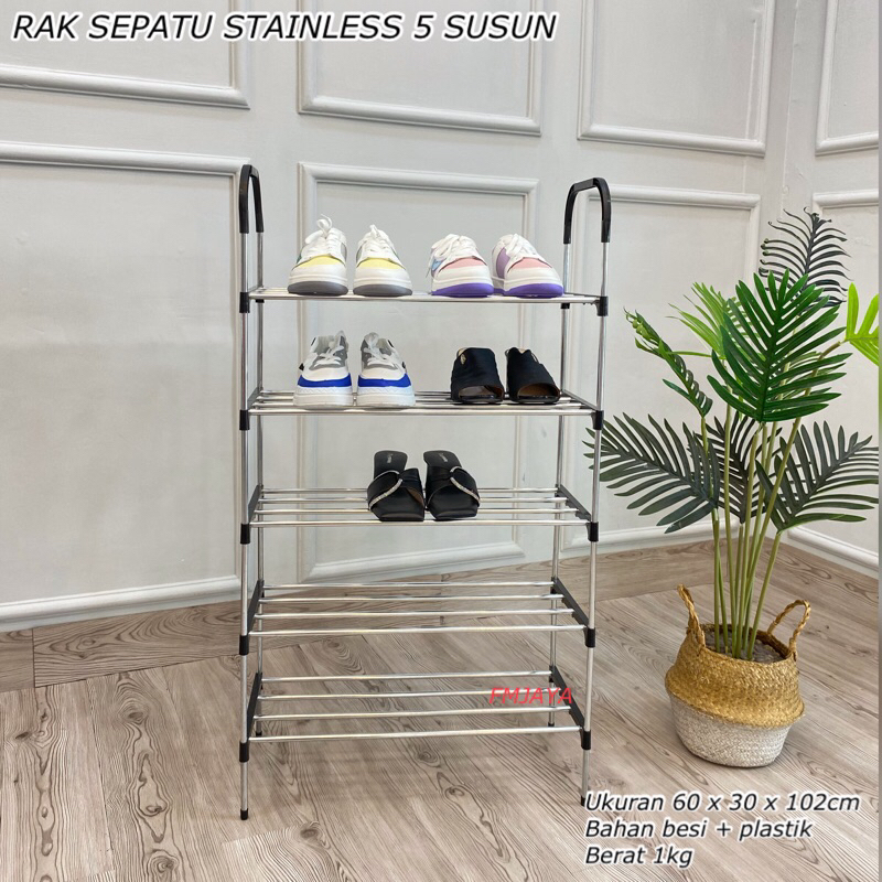 Jual RAK SEPATU 5 TINGKAT STAINLESS STEEL || RAK SERBAGUNA | Shopee ...