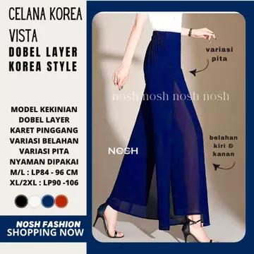 Celana Kulot Korea Celana Panjang Sifon Wanita Gaya Korea Cantik Dan Elegan Vista NOSHFashion