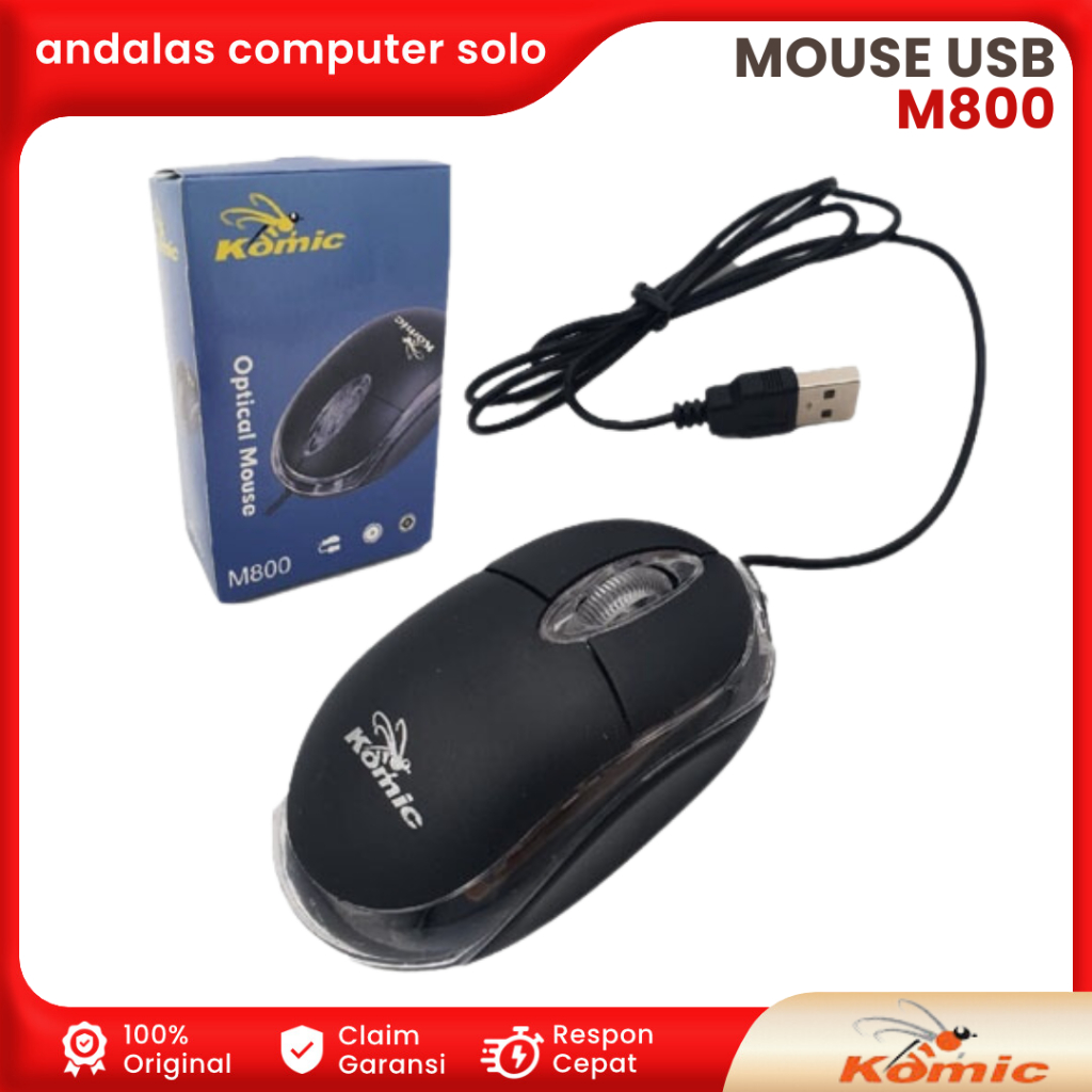 Jual MOUSE USB KOMIC M800 WIRED MOUSE KABEL MINI MOUSE MURAH OPTIK ...