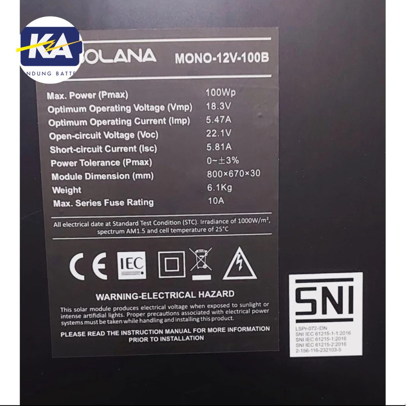 Jual Solar Panel Surya Solana 12v 12 v 100wp 100 wp All Black Series ...