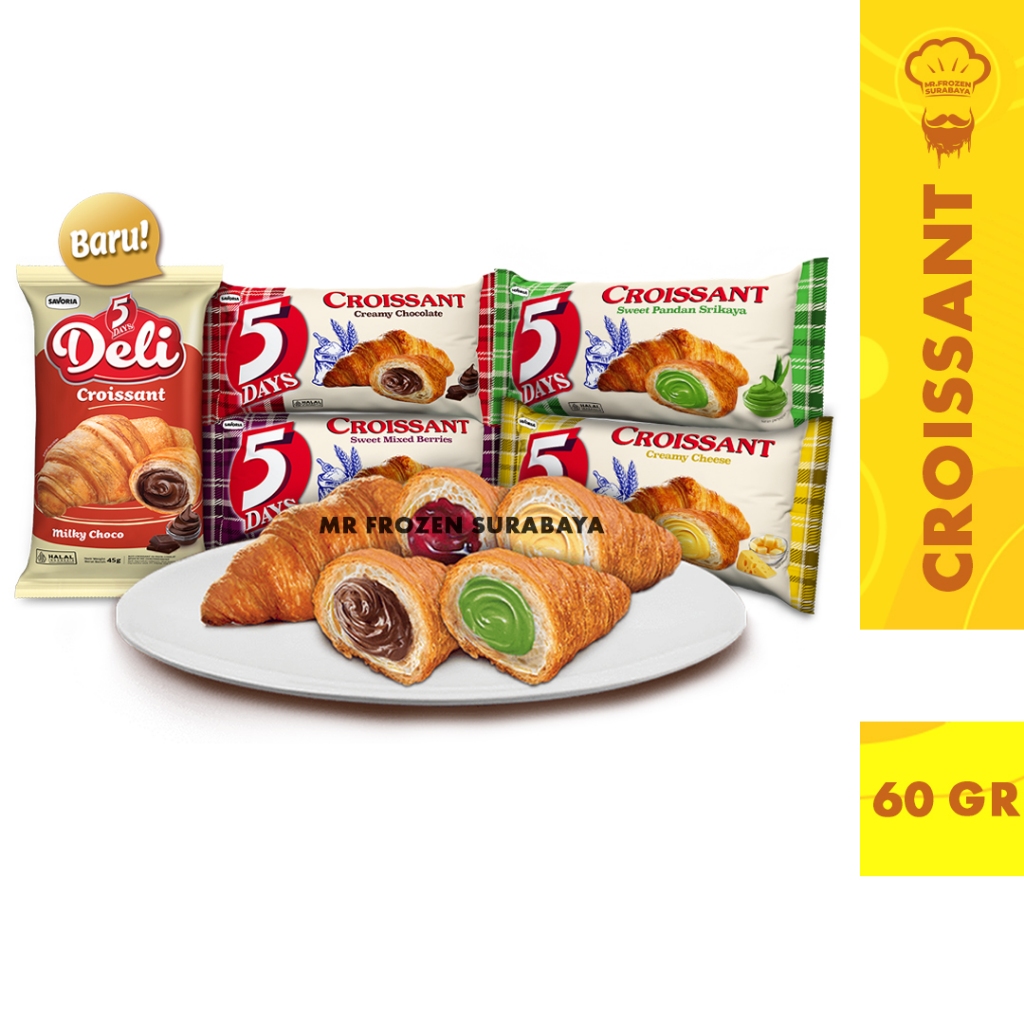 Jual 5 Days Croissant Roti Chesee / Mix Berries/ Chocolate / Srikaya ...