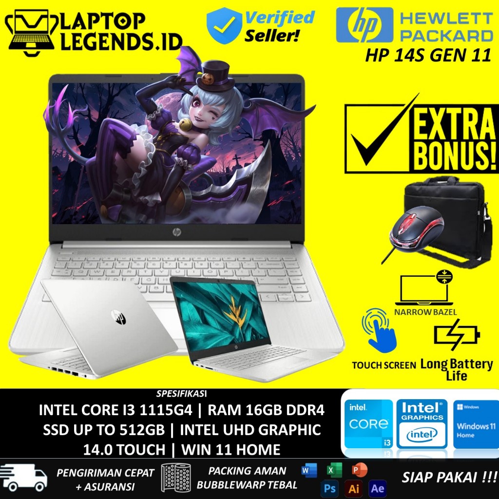 Jual LAPTOP TOUCHSCREEN HP 14 INTEL I3 1115G4 16GB 512GB 14.0 WIN11HOME ...