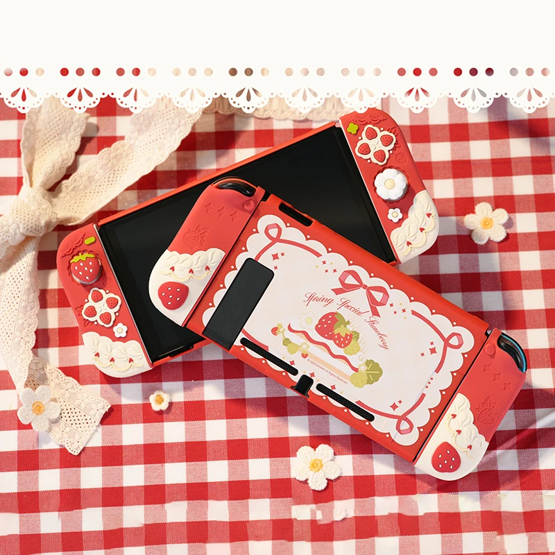 Jual Cartoon Strawberry Silicone JoyCon Cover Protective Case For ...