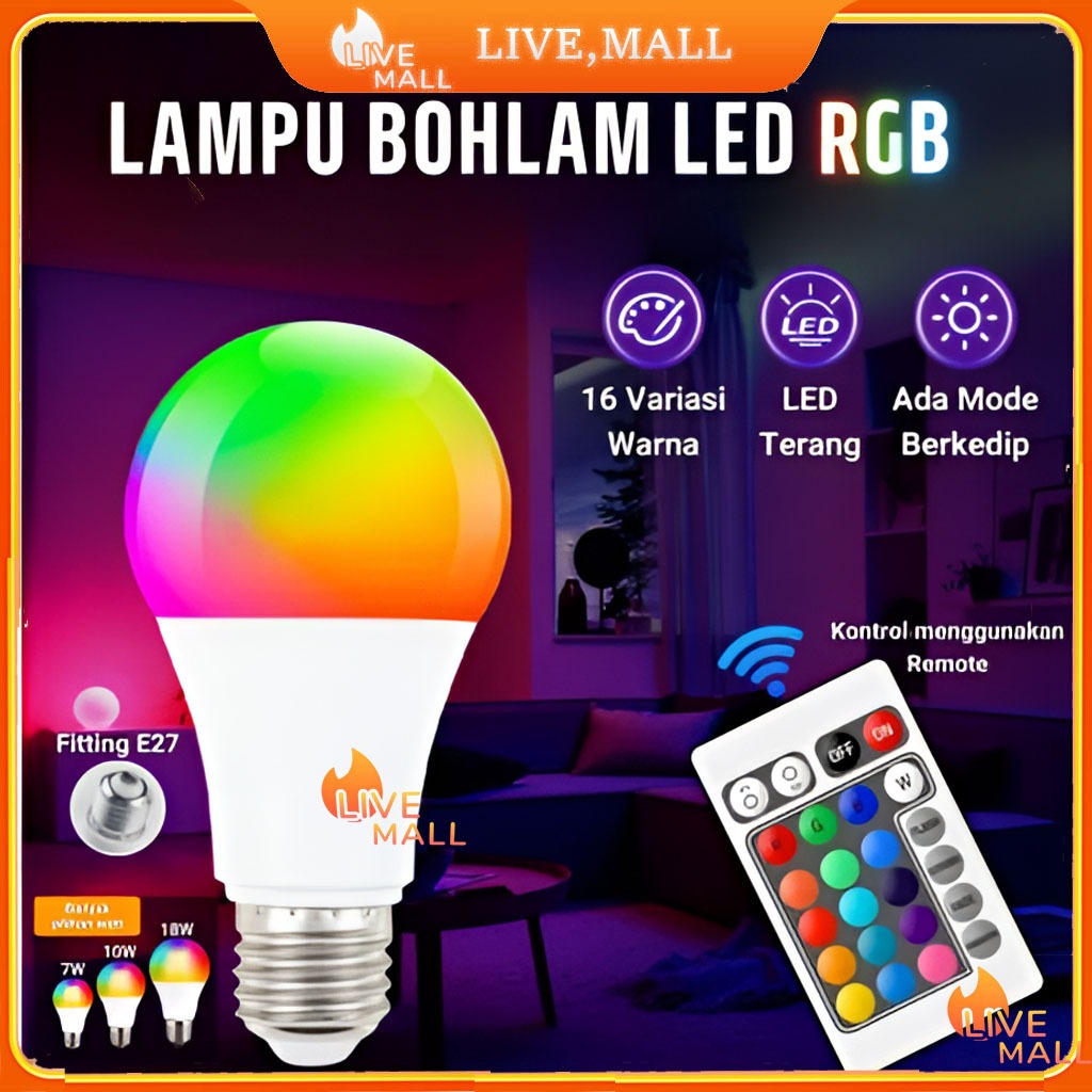 Jual LAMPU BOHLAM 10W LED RGB BERUBAH WARNA REMOTE CONTROL ORIGINAL ...