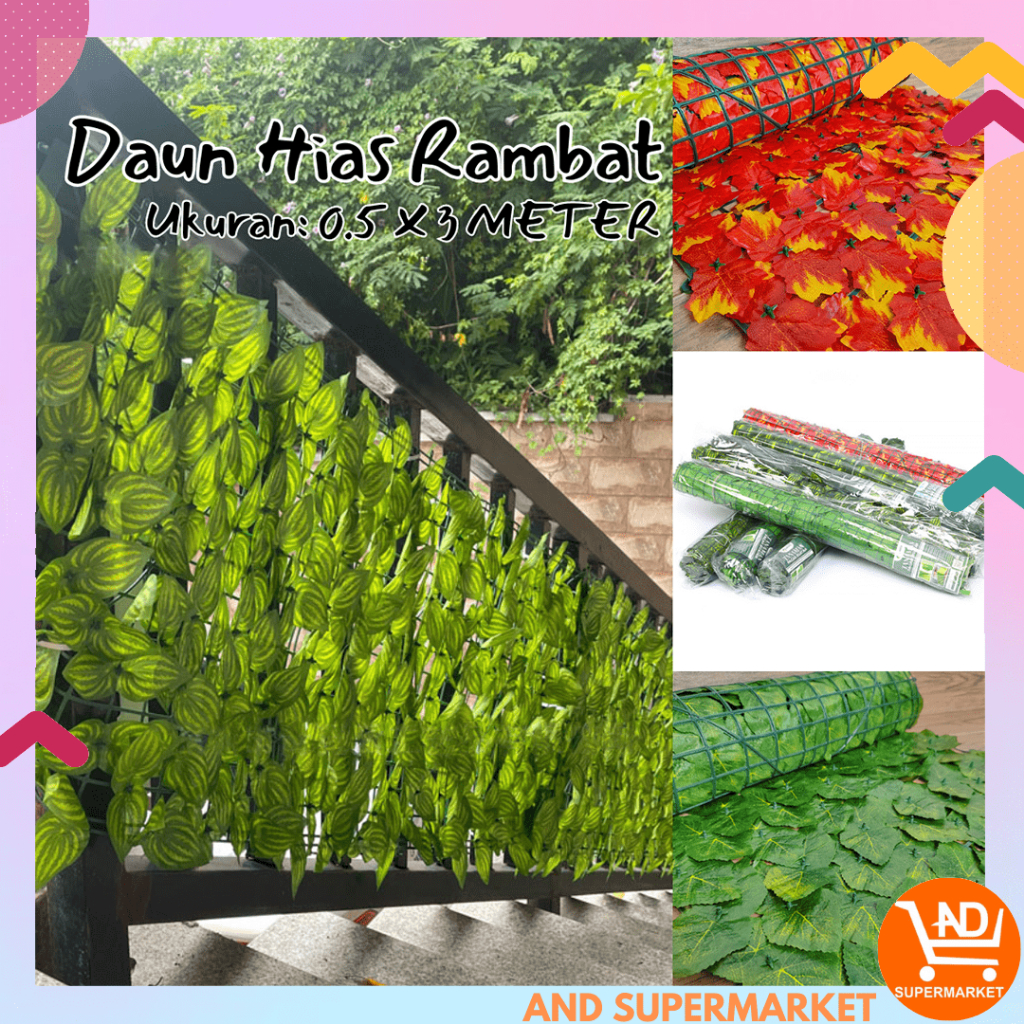 Daun Rambat Hias Plastik Dekorasi Dinding Pagar Rumah Ornamen Tanaman Hiasan Artificial PBP58-0.5