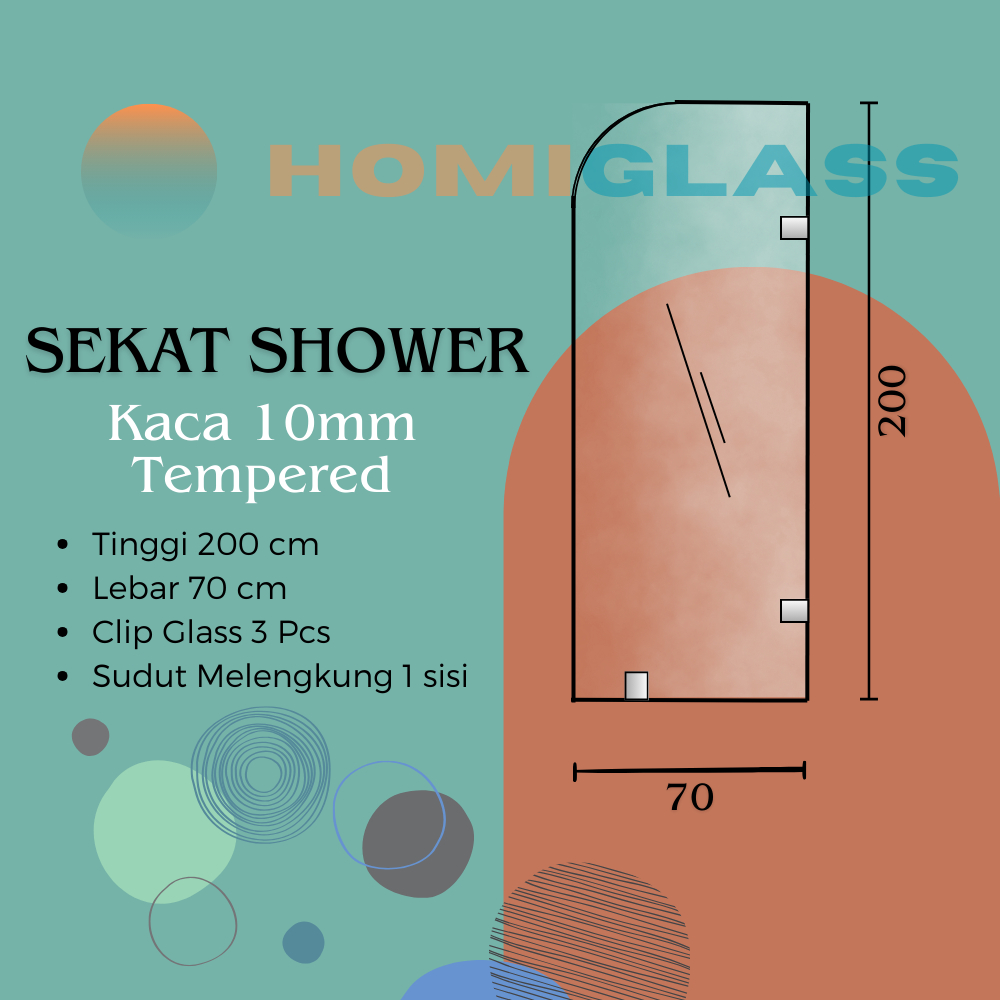 Jual Sekat Shower Rounded 200 x 70cm Kaca Tempered 10mm / Kaca Mati ...