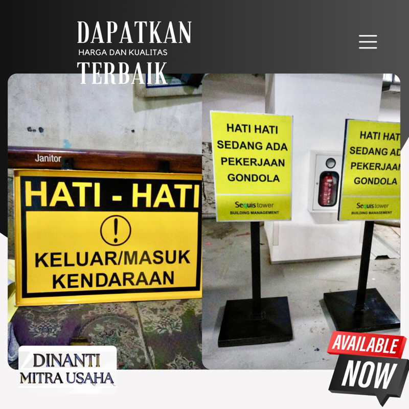 Jual Plang Rambu Hati-Hati KUNING (Bisa Custom) | Shopee Indonesia