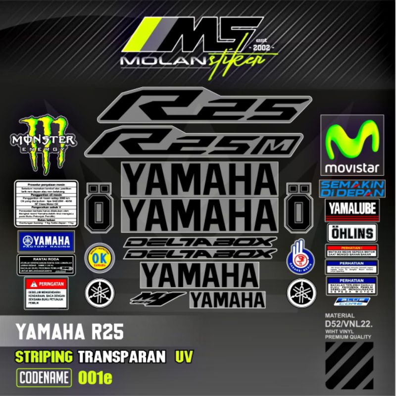 Jual Sticker Striping Variasi Transparan Uv Yzf R25 R25M R25 V1 R25 Old ...