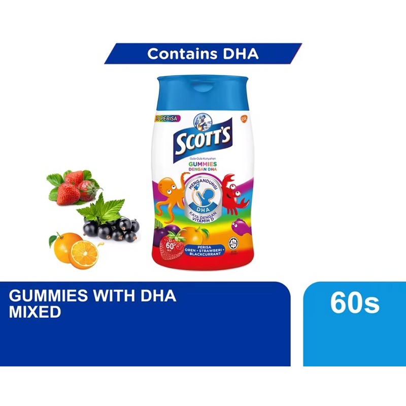 Jual Scott’s DHA Gummies 3 rasa orange,strawberry dan Black Currant ...