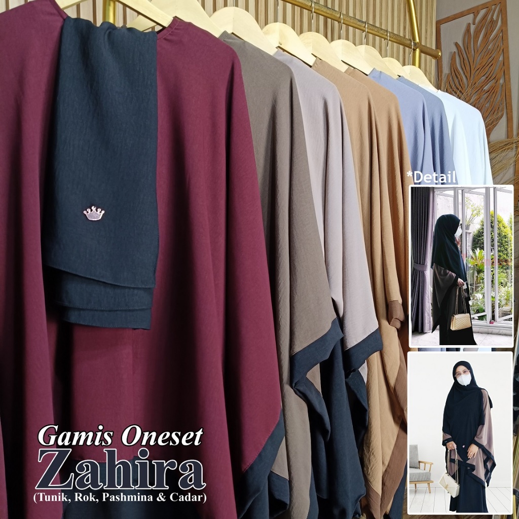 Jual (CRS) Gamis Oneset Zahira (Cadar+pashmina+rok+tunik) | Shopee ...