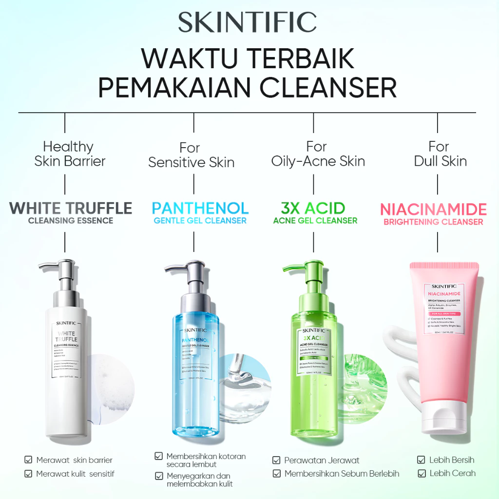 SKINTIFIC Gel Pembersih Lembut Panthenol dan Centella Asiatica 120ml - Paket 3pcs