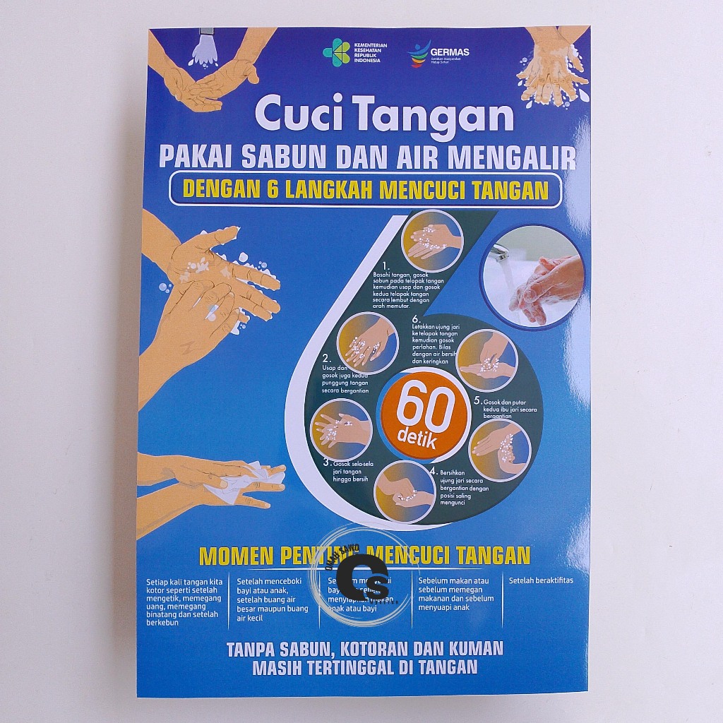 Jual Poster 6 Langkah Cuci Tangan Cuci Tangan Pakai Sabun Poster