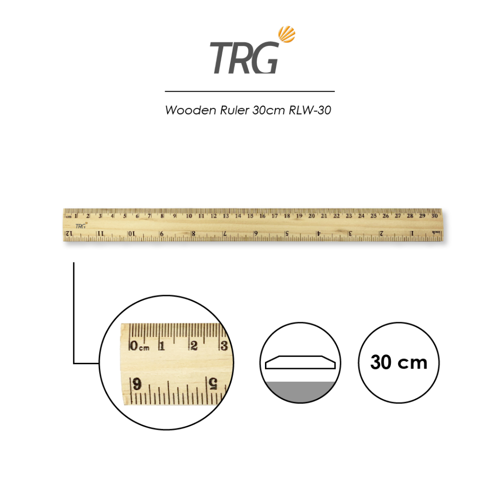 Jual TRG Wooden Ruler 30 cm RLW-30 - Penggaris Mistar Kayu 30cm TRG ...