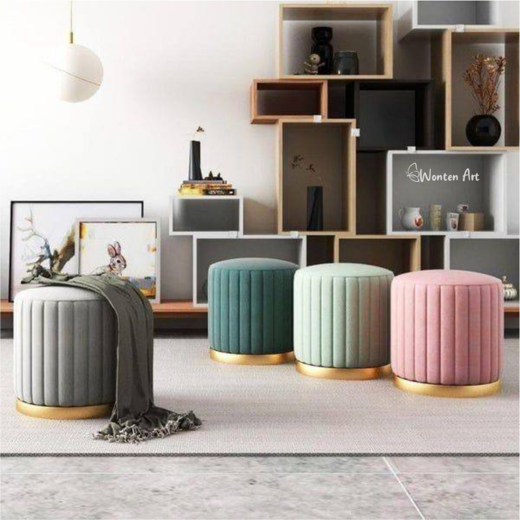 Jual Pouf Sofa Stool Bulat Salur - II Wonten Art Premium Round Gold ...