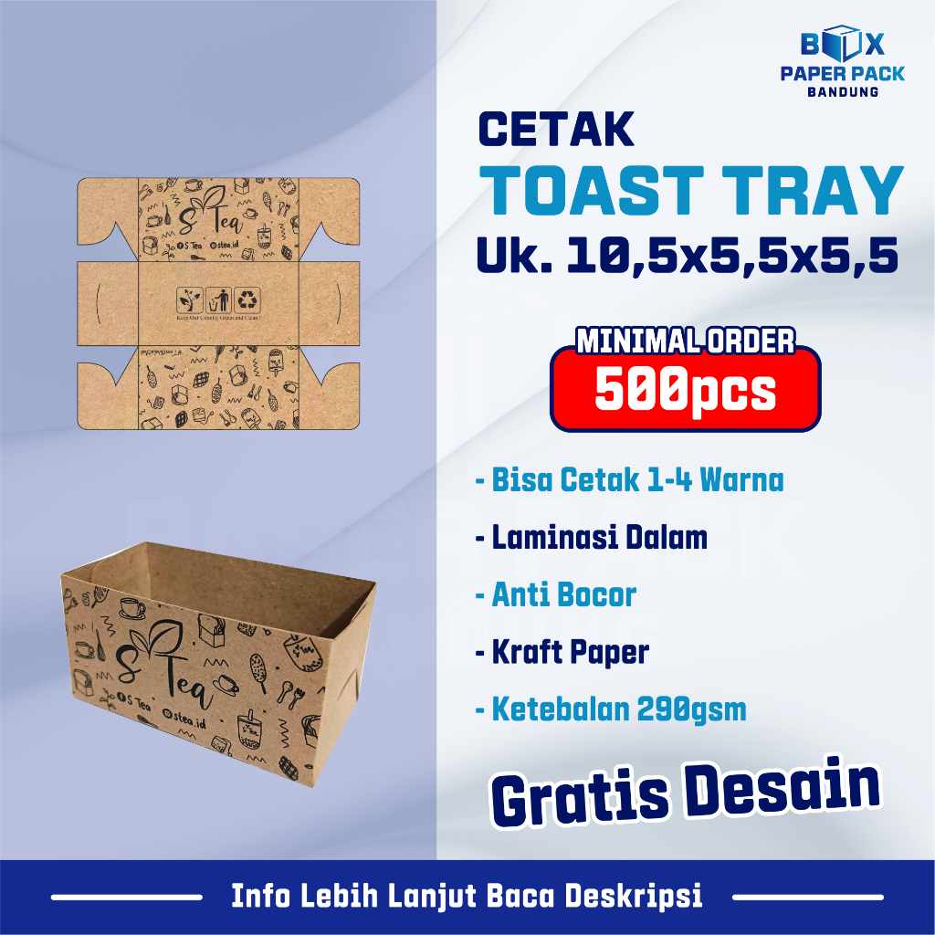 Jual Custom Cetak Toast Box Bread TakeAway Paper Tray Dus Kemasan Roti ...