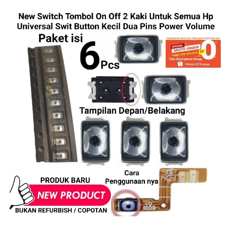 Jual New Silver Switch On Off Kecil Kaki 2 All Hp Swit Tombol Volume ...