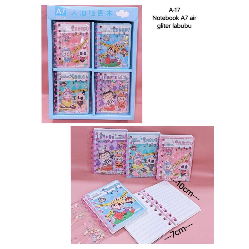 Jual MINI NOTEBOOK BINDER A7 AIR GLITTER LABUBU | POCKET MEMO | MINI ...