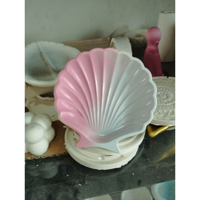 hiasan tray kerang pink white