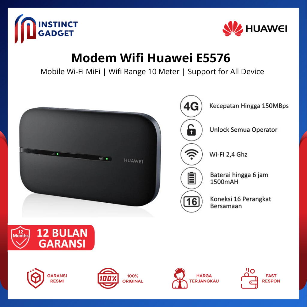 Jual Modem Huawei E5576 XL Mifi Black LTE Mobile Wifi Up To 16 Devices 
