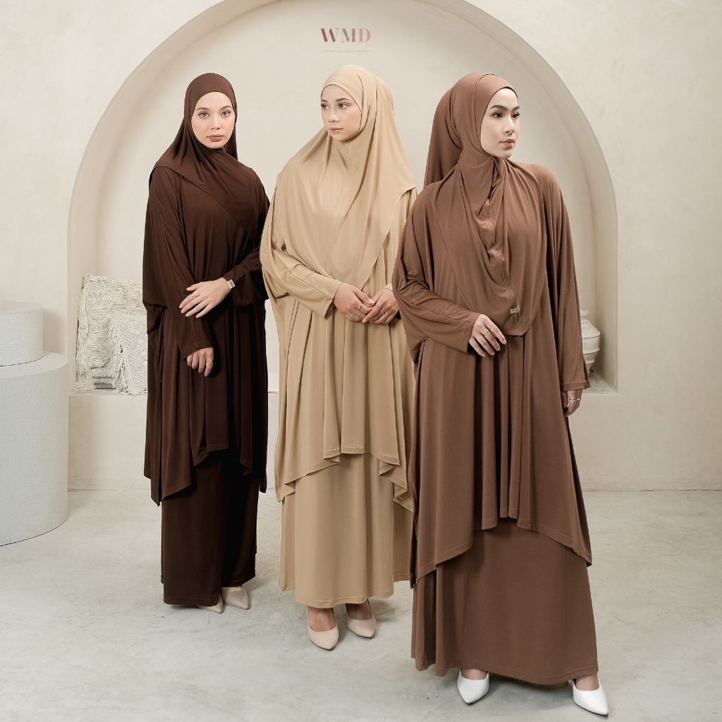 One Set Jersey Premium (3in1 Tunik, Kulot/Rok dan Hijab Instant)