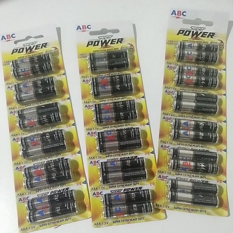 Jual batu baterai ABC AAA super power ukuran kecil renceng isi 12 pcs ...