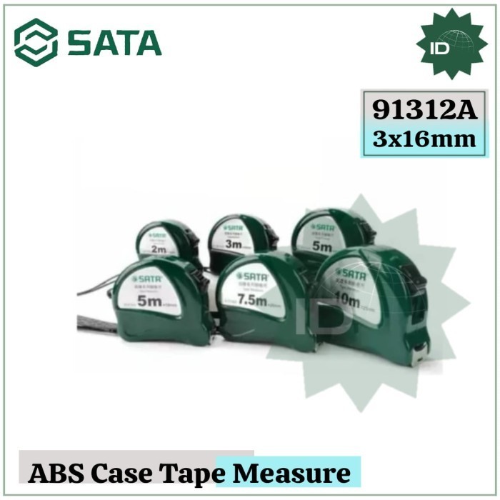 Jual METERAN SATA 3 METER X 16 MM 91312A ABS CASE TAPE MEASURING SATA ...