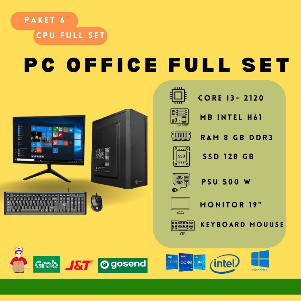 Jual PC Rakitan Intel Core i3 ram 8 GB HDD 500 GB + LAYR 19 INCH untuk ...