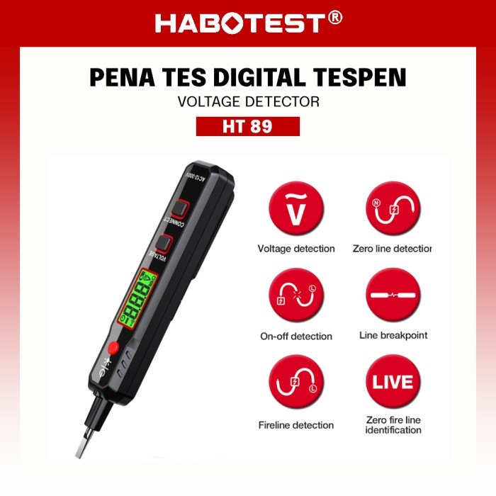 Jual HABOTEST Tespen Listrik Digital 12 ~ 300V Tespen Cek kabel Putus ...