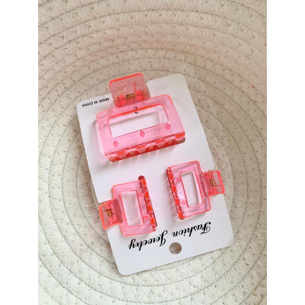 Jual [SET 3] JEPIT RAMBUT BOXY KOTAK TRANSPARAN 5CM&3CM / JEDAI WANITA ...