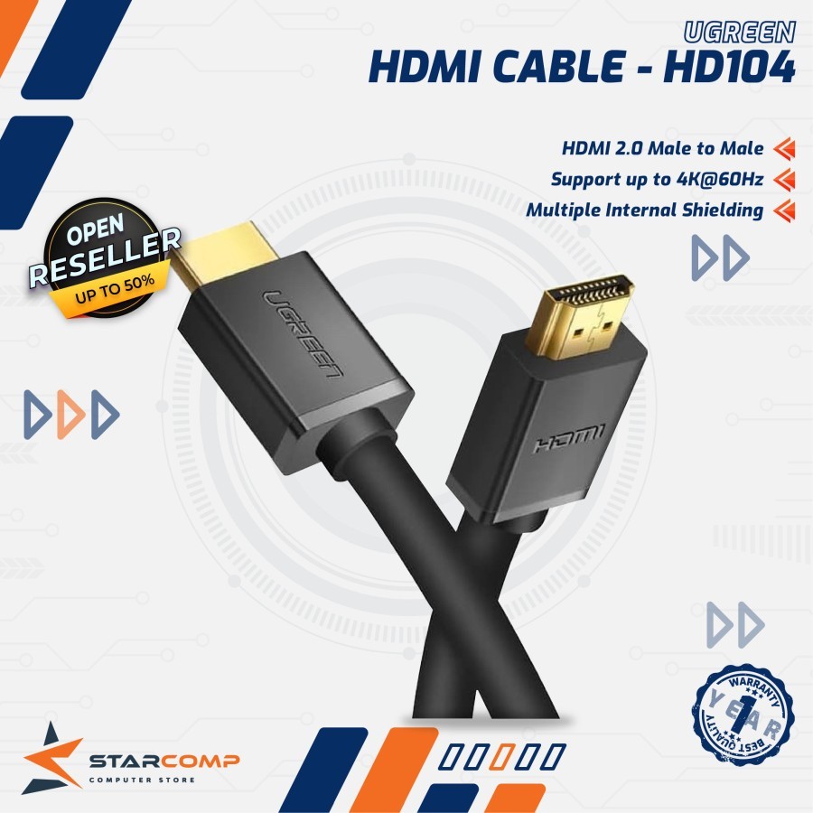 Jual UGREEN 10106 HD104 4K 60hz HDMI Male to male 1M Cable Black ...
