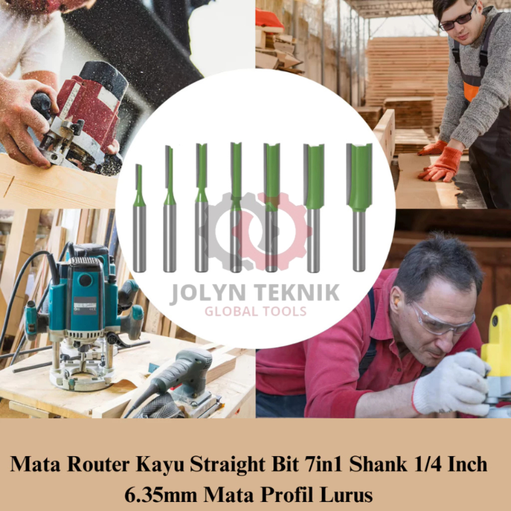 Jual Mata Router Kayu Straight Bit 7 in 1 Shank 6.35mm (1/8-5/32-3/16-1 ...