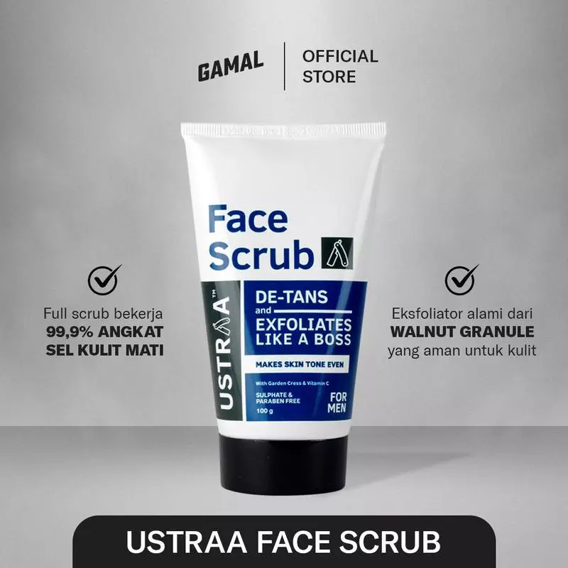 Ustraa Face Scrub De-Tan 100gr - Eksfoliasi Wajah Mengatasi Kusam dan Komedo