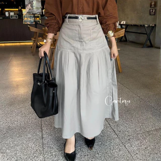 Cantiqu - Helwa Rok Manyung Skirt Wanita Bahan Katun Twill