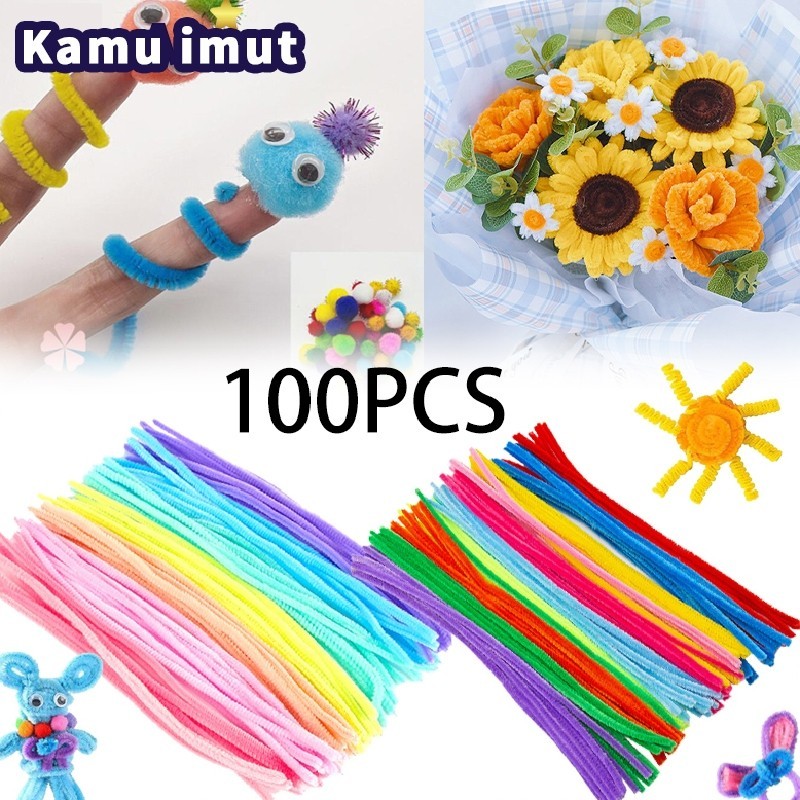 100 Pcs Chenille Stick Bulu Mercy 30cm Warna Pastel Macaron, DIY Craft & Mainan Edukasi Anak