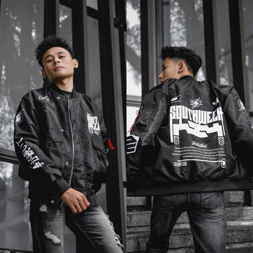 Bomber Jacket Pria Cyber Gear Black Windbreaker Jaket Motor Parasut  Waterproof Premium
