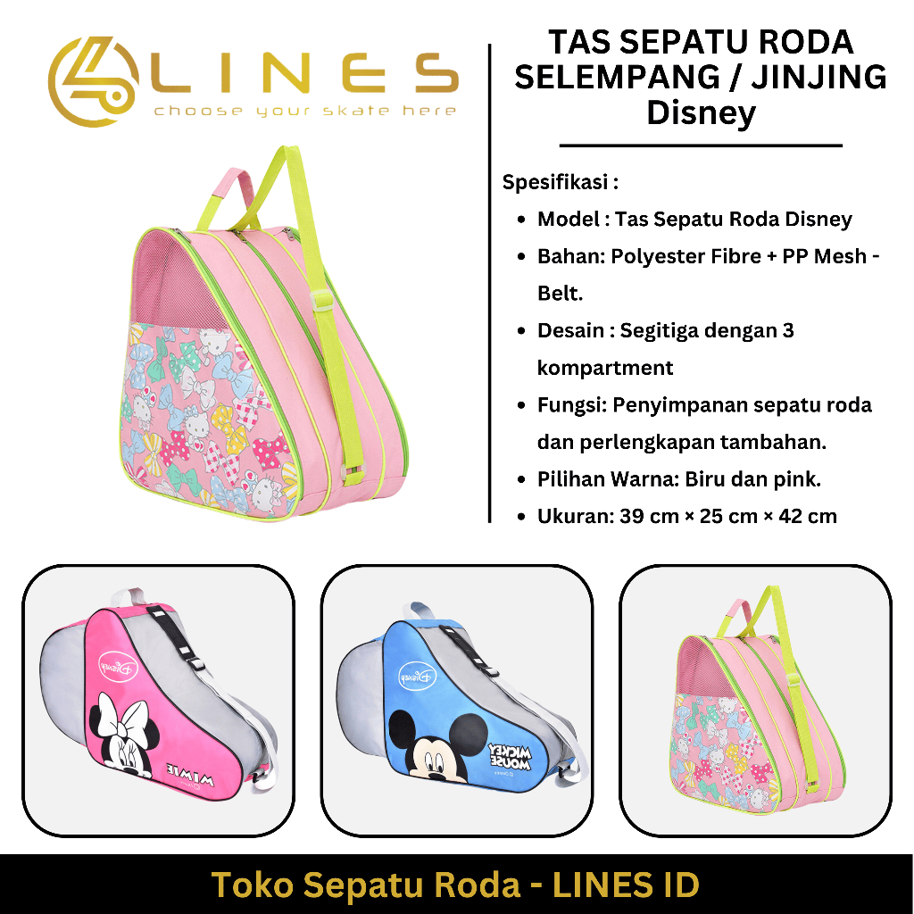 Jual TAS SEPATU RODA DISNEY HELLO KITTY MICKEY MINNIE MOUSE JINJING ...