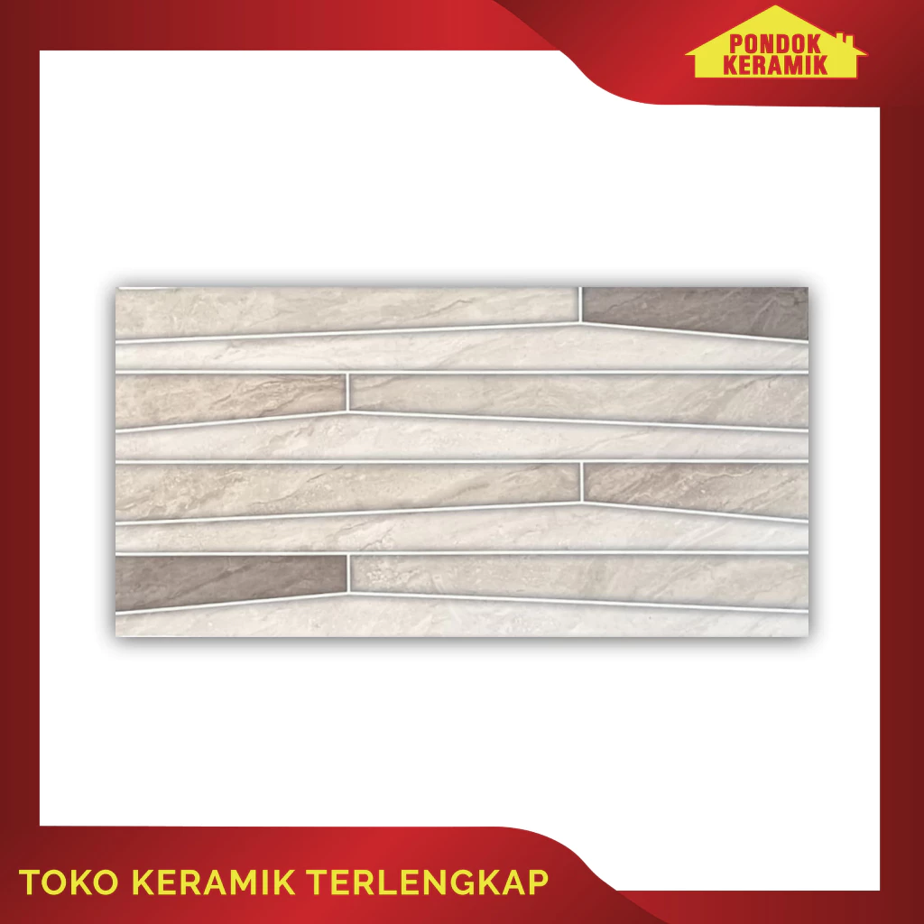 Keramik Dinding Signature 25x50 Raleigh Deco Griss Motif Dekoratif