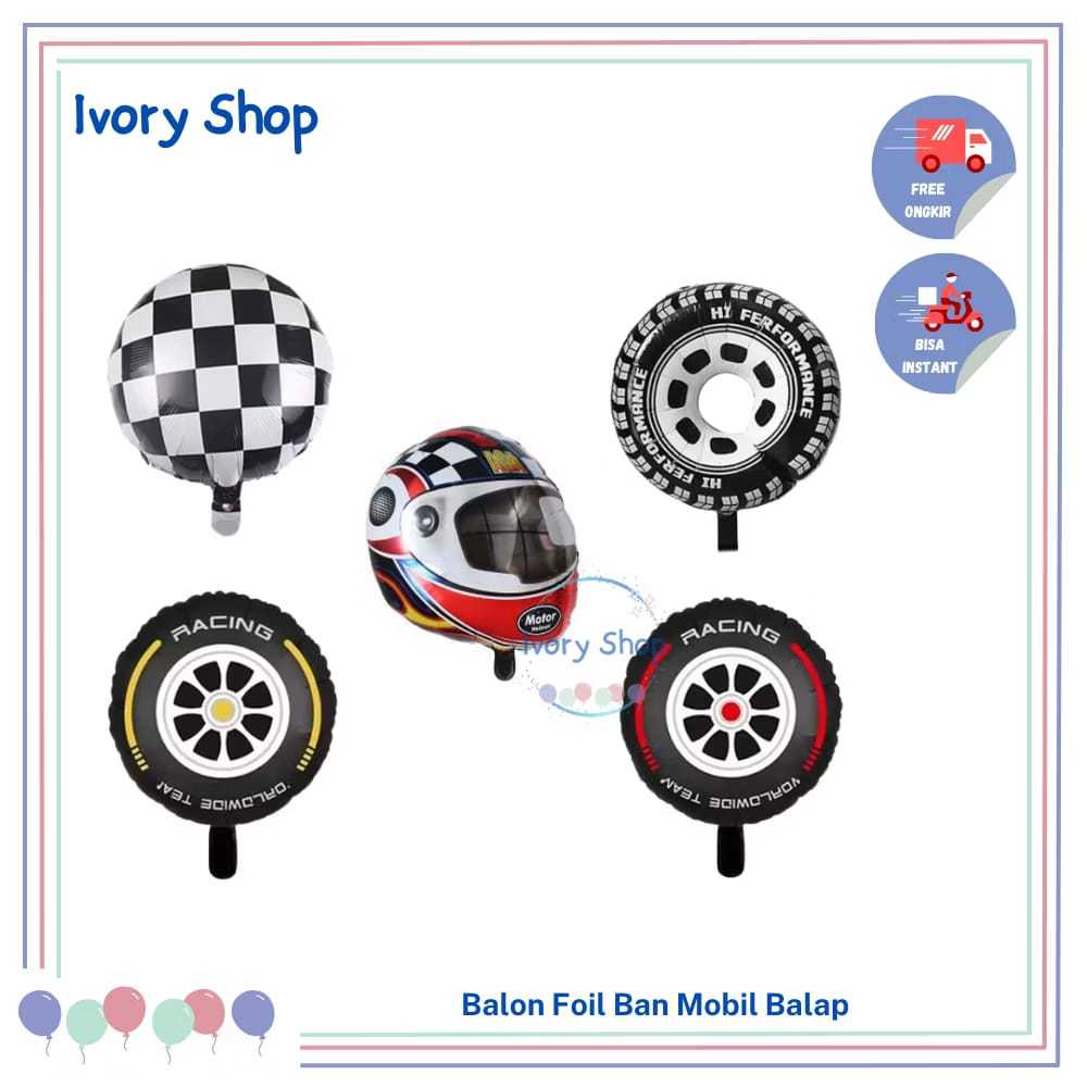 Jual Balon Foil Ban Mobil Balap Racing Car Helm | Shopee Indonesia