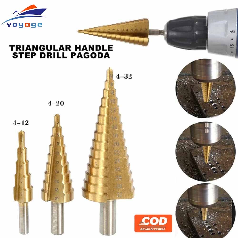 Jual 3 PCS Mata Bor STEP DRILL dril mata bor Pagoda besi kerucut Cone ...