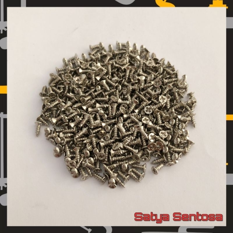 Jual Sekrup / Skrup Mini Silver Nickel 3.5 x 6 mm (100 pcs) | Shopee ...