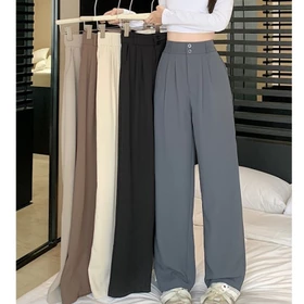 Celana Highwaist Loose Pants Trousers Celana Kerja Wanita Kantor Anti Kusut Celana Kulot Wanita