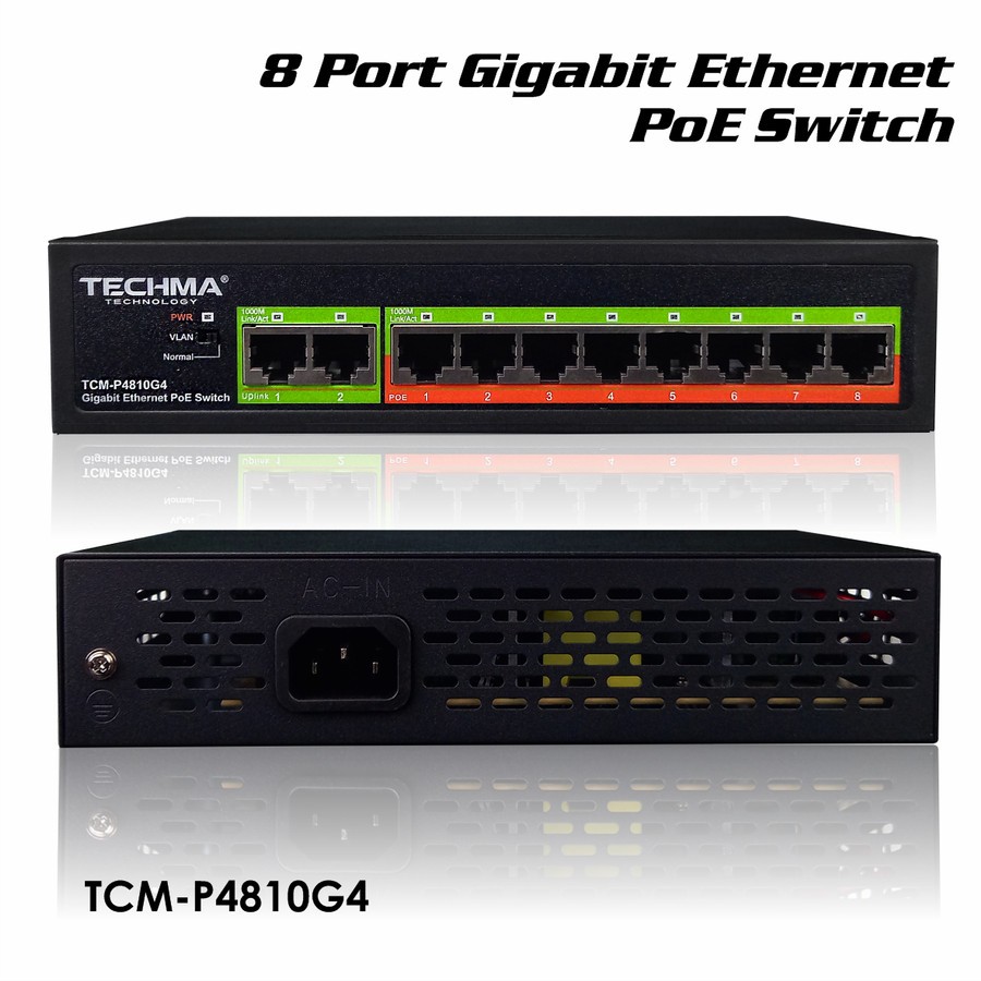 Jual TECHMA TCM-P4810G4 GIGABITE POE Switch 8PORT 1000Mbps 2 UPLINK ...