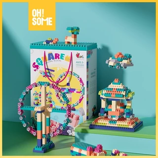 OHSOME  - Mainan Brick Balok Susun Anak DIY（ 560 pcs） Bahan ABS Kuat Tahan Lama/DIY fun small square granule