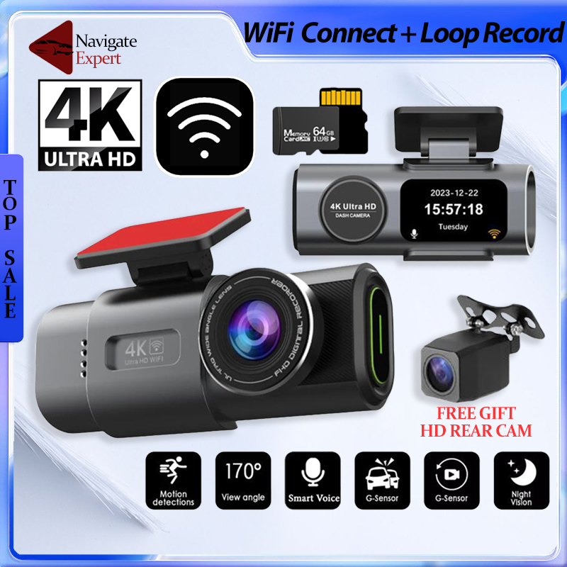 Jual ULTRA HD Kamera Dasbor 4K Front Dash Cam AHD Rear Cam Kamera Mobil ...