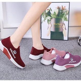 Sepatu_Kasual ( S-34 ) Sepatu Wanita Slip On Sepatu Sneaker Wanita Rajut Import