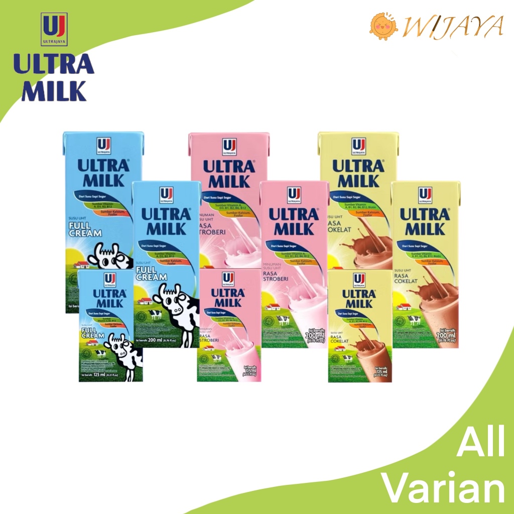 Jual Ultra Milk All Varian Rasa Full cream/Cokelat/Stroberi Varian ...