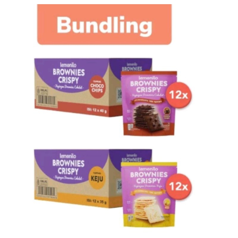 Jual BUNDLING!!! Lemonilo Brownies Crispy 35gr (2Dus: 24pcs) Chocochips ...