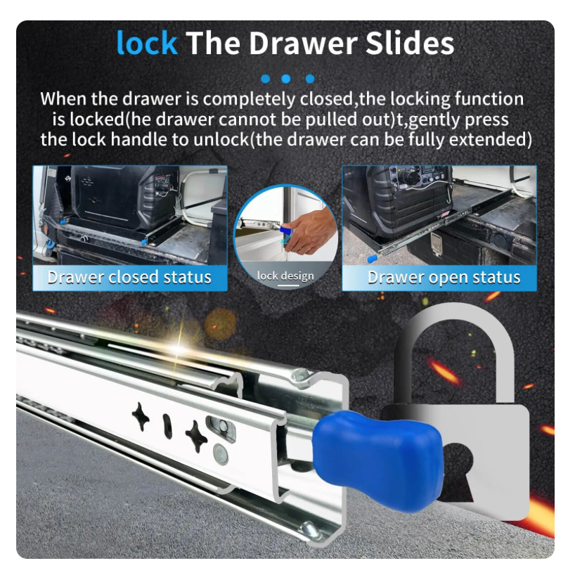 Jual heavy duty drawer slide with lock rel laci kunci 100cm 120kg ...